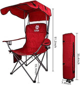 Canopy Chair Folding Camping Recliner Support with Carrying Bag, Burgundy