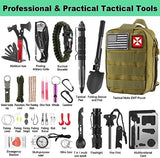 Survival Kit 256 in 1, First Aid Kit Survival Gear Tools Trauma Kit with Molle Pouch for Outdoor, Camping, Hunting, Hiking, Earthquake, Home, Office, Gifts for Men Dad Husband Women (Green)