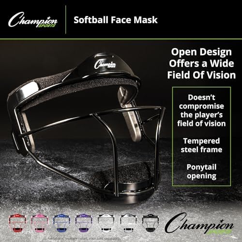 Champion Sports Steel Softball Face Mask - Classic Fielders Masks for Adults - Durable Head Guards - Premium Sports Accessories for Indoors and Outdoors - Multiple Styles
