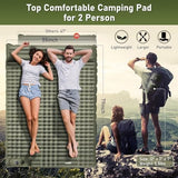 Elegear Double Sleeping Pad for Camping, 4" Ultra-Thick Self Inflating Camping Pad 2 Person with Pillow Built-in Foot Pump, Portable Camping Sleeping Mat for Backpacking, Hiking, Tent(Army Green Full)