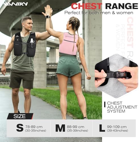Running Vest for Women Men, Lightweight Breathable Hydration Vest with 500ml Soft Flask, Adjustable Reflective Running Vest with Pockets for Trail Running Hiking