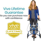 Vive Mobility 3 Wheel Walker - Three Wheeled Rollator for Seniors - Lightweight, Foldable, Narrow, Heavy Duty - for Elderly Men Women - Folding 3-Wheel Tri Scooter with Basket Bag (FSA HSA Approved)