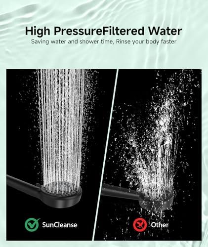 SunCleanse Filtered Shower Head with Handheld, 9-Spray Setting Detachable Showerhead with Filters, Shower Head for Hard Water - Filtered Chlorine, Improve Skin and Hair Texture, Black