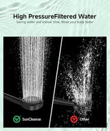 SunCleanse Filtered Shower Head with Handheld, 9-Spray Setting Detachable Showerhead with Filters, Shower Head for Hard Water - Filtered Chlorine, Improve Skin and Hair Texture, Black