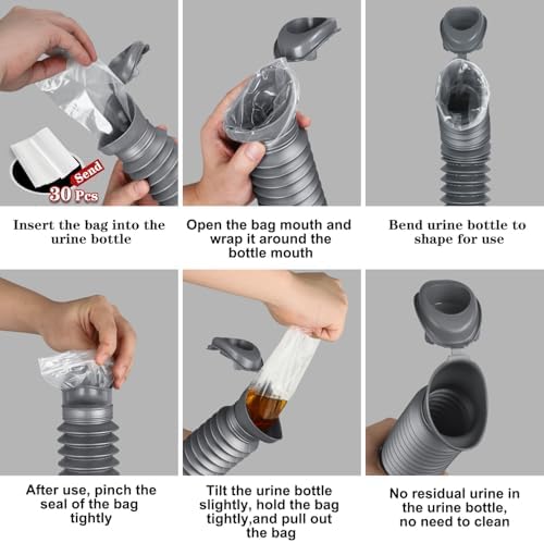 Pee Bottles For Men,Collapsible Urine Bottle With Disposable Replacement Bags,Car Pee Bottle For Men And Women,750ml,Leakproof,2-Piece Set Emergency Urinal For Road Trips,Traffic Jams And Camping