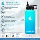 HYDRO CELL Stainless Steel Insulated Water Bottle with Straw - For Cold & Hot Drinks - Metal Vacuum Flask with Screw Cap and Modern Leakproof Sport Thermos for Adults (Teal/Blue 32oz)