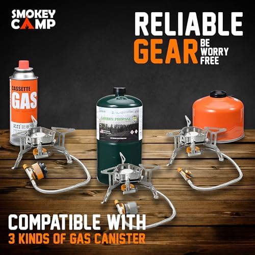 Camping Cookware Mess Kit Set with Stove - Backpacking Camping Pots and Pans Set, All in One Non-Stick Camping Cooking Set, Portable Stove, Hiking, Picnic, Outdoor & Camping Cookware Set