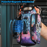 icolor Magnetic Gym Bag Water Bottle Carrier Holder with Phone Pockets & Shoulder Strap,5 Built-in Magnets Gym Bottle Pouch Sleeve,Magnetic Bag Gym Accessories Organizer for Men Women
