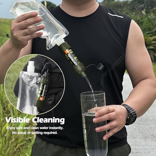 Personal Straw Water Purifier - Mini Water Filtration System, Straw Water Purification System, Portable Water Filter - Outdoor Emergency and Survival Gear for Hiking, Camping Accessories and Travel