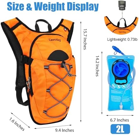 Zavothy Hydration Backpack with 2L Hydration Bladder Water Backpack for Hiking Hydration Pack for Running Cycling Hiking