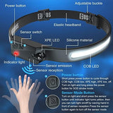 COSOOS Original 2 Rechargeable Headlamps, Bright LED Headlamp Flashlight 1000 Lumen, 230 ° Wide Beam & Spot Light, Motion Sensor, 2.4 oz Head Lamp with Clips for Hardhat, Camping, Hiking