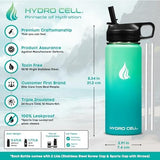 HYDRO CELL Stainless Steel Insulated Water Bottle with Straw - For Cold & Hot Drinks - Metal Vacuum Flask with Screw Cap and Modern Leakproof Sport Thermos for Adults (Mint/Green 18oz)