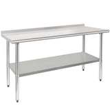 HARDURA Stainless Steel Table Prep & Work Table 24 x 60 Inches NSF Heavy Duty Commercial with Undershelf and Backsplash for Restaurant Kitchen Home and Hotel