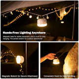 Rechargeable Camping Lantern with 6400mAh Battery, 300 Hour Runtime, 5 Light Modes, Adjustable Brightness, Waterproof, Hook & Magnetic Base, Battery Operated for Camping & Power Outages