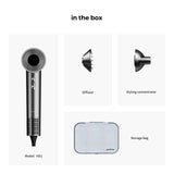 Hair Dryer with Diffuser, Professional High-Speed Blow Dryer, Negative Ionic Hair Dryers for Women, 110,000 RPM Fast Drying, 5 Temps & 3 Speeds, with HD Digital Screen & Carrying Case, Gray