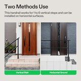 VIVOSUN Outdoor Handrail, 6-7 Step Stair Handrail, 83" x 36" Fits 1 to 7 Steps, Wrought Mattle Iron Handrail for Concrete Steps, Porch Steps, Black, HR-0004