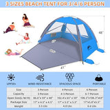 Happy Travel Beach Tent, UPF 50+ UV Protection Sun Shade Shelter for 3/4/5/6/7/8 Person, Portable Beach Canopy for Family & Baby, Lightweight & Easy Setup Beach Cabana with 3 Ventilation Mesh Windows