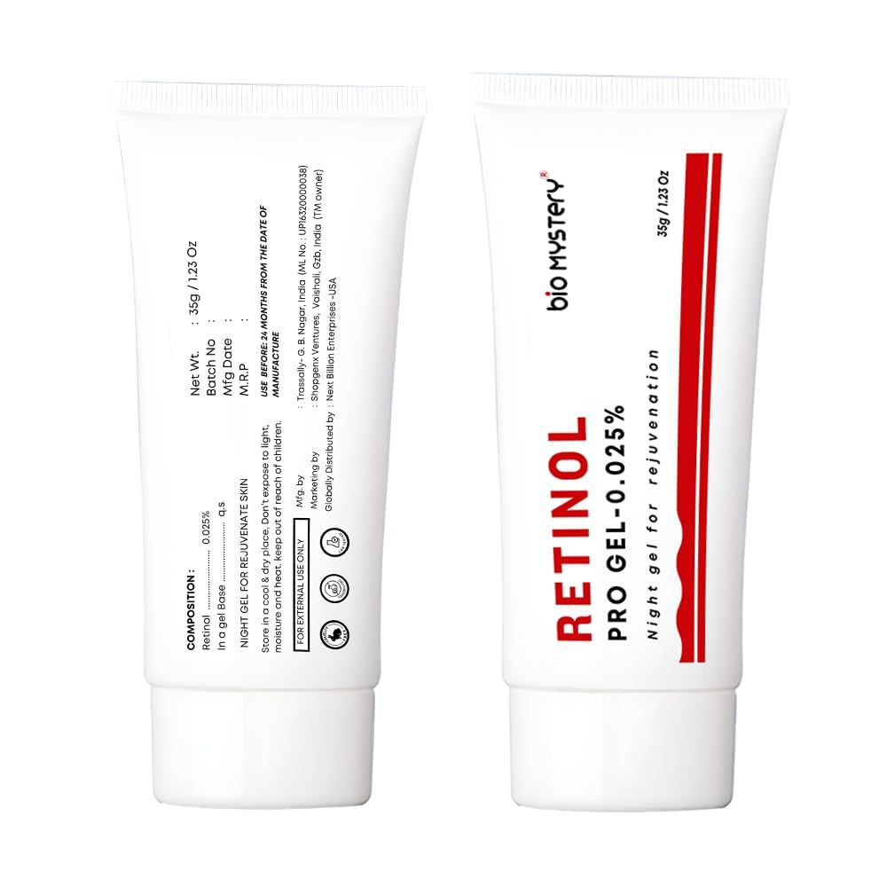 Bio Mystery Retinol Gel 0.025 Vitamin A Repairs Fine Lines & Wrinkles, Scar Treatment, Sun Spots, Anti-Aging Formula (35 Gram / 1.23 Oz)
