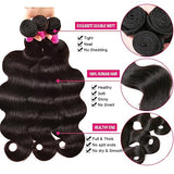 Body Wave Bundles with Closure Human Hair (16 18 20 +14) Brazilian Human Hair 3 Bundle with 4x4 HD Lace Closure Free Part 10A Grade 100% Unprocessed Virgin Hair Body Wave Bundles Natural Color