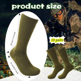 10 Pairs Men's Military Socks - Warm Army Crew Boot Socks in Green for Soldier, Policemen, Firefighter