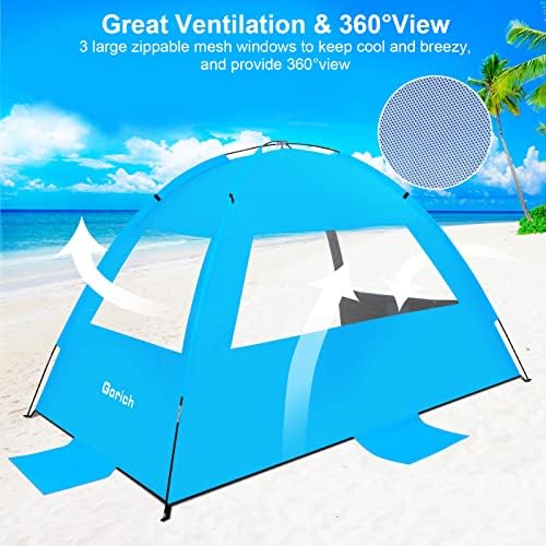 Gorich Beach Tent Sun Shelter for 3/4-5/6-7/8-10 Person with UPF 50＋ UV Protection, Lightweight & Easy Setup Beach Shade Canopy, Portable Beach Shade Tent Beach Cabana