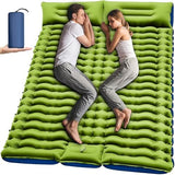 Double Sleeping Pad - Self Inflating 4" Extra-Thick for 2 Person with Pillow Built-in Foot Pump Inflatable Sleeping Mat for Backpacking, Hiking, Traveling, Tent, Portable Camping Mat