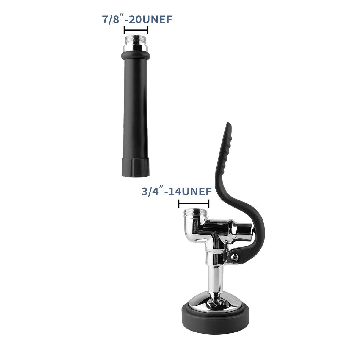 Pre Rinse Sprayer Commercial Sink Sprayer Head,1.42GPM Spray Valve Dish Nozzle with Ergonomic Handle, Faucet Parts for Commercial Kitchen Faucet,Chrome Finished（Black）