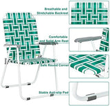 VINGLI Patio Lawn Webbed Folding Chairs Set of 2, Outdoor Beach Chair Portable Dining Chair for Yard, Garden (Green, Classic)