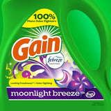 Gain + Aroma Boost Liquid Laundry Detergent, Moonlight Breeze Scent, 107 Loads, 154 Fl Oz, HE Compatible with Febreze and Oxi (125)