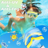 Vvinca Kids Swim Goggles for Age 2-8, Toddler-Goggles with Fabric Strap No Leak Pain-Free, Anti-Fog Goggles for Girls Boys