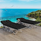 YITAHOME 2 Pcs Camping Cots w/Mattress Portable Lounge Chair Outdoor Folding Cot Heavy Duty 575 LB Capacity 1200D Oxford w/Carry Bag Travel Camp Bed for Camping, Office, Traveling, Black