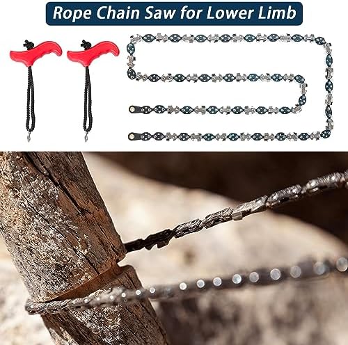 53 Inch High Reach Tree Limb Hand Rope Saw, 68 Sharp Teeth Blades on Both Sides, Folding Rope Chain Saw, High Limb Pocket Chainsaw