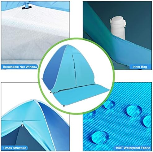 FBSPORT Beach Tent, UPF 50+ Easy Pop Up Beach Shade Beach Tent, Sun Shelter Instant Portable Beach Tent Umbrella Baby Canopy Cabana with Carry Bag, Sky Blue