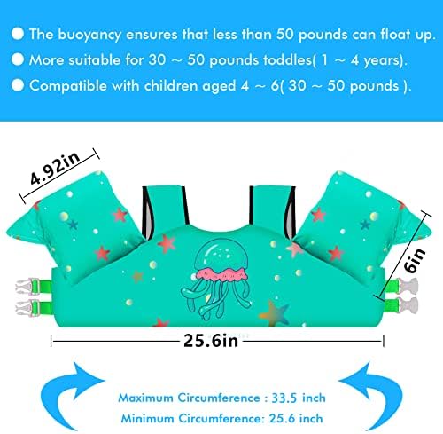 Chriffer Kids Swim Vest Life Jacket for 22-66 Pounds Boys and Girls, Toddler Floaties with Shoulder Harness Arm Wings for 2,3,4,5,6,7 Years Old Baby