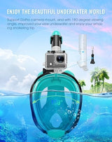 Greatever G2 Full Face Snorkel Mask with Latest Dry Top System,Foldable 180 Degree Panoramic View Snorkeling Mask with Camera Mount,Safe Breathing,Anti-Leak&Anti-Fog