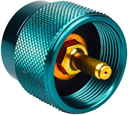 Propane to Butane Adapter Camping Stove Adapter Gas Adapter Converter 16 oz Propane Tank Input EN417 Valve Output Camp Fuel Refill Adapter for Outdoor Backpack Hiking (Dark Green X 2 Pack)