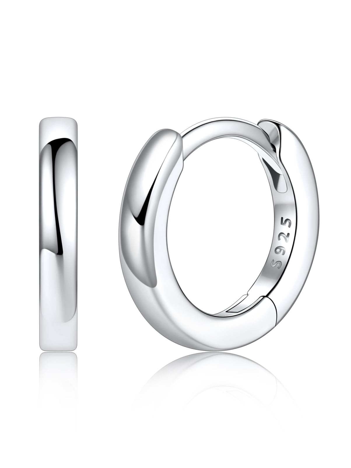 Silvora Sterling Silver Hoop Earrings for Women, 8mm Small Silver Hoops Huggie Earrings Lightweight Cartilage Earring for Sensitive Ears