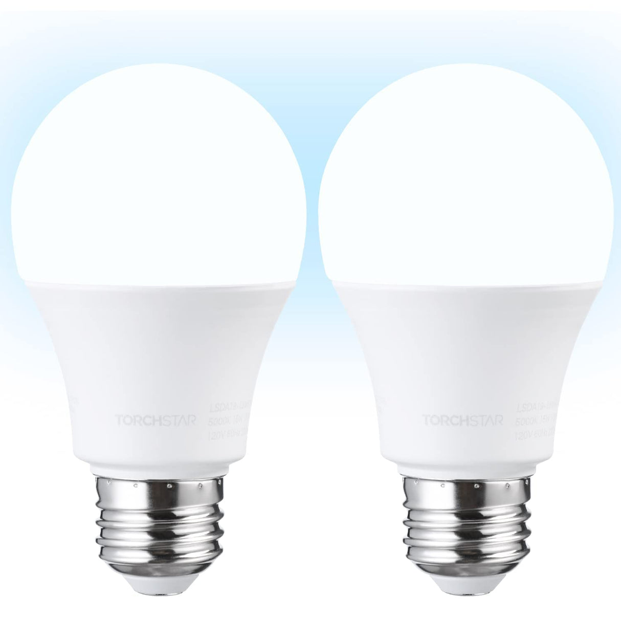 TORCHSTAR 1700LM Universal Garage Door Opener LED Light Bulb, UL FCC DOE, 15W Ultra Bright, Minimize Interference, 100W Eqv. 120V, A19 Bulbs, E26 Base, 5000K Daylight, Pack of 2
