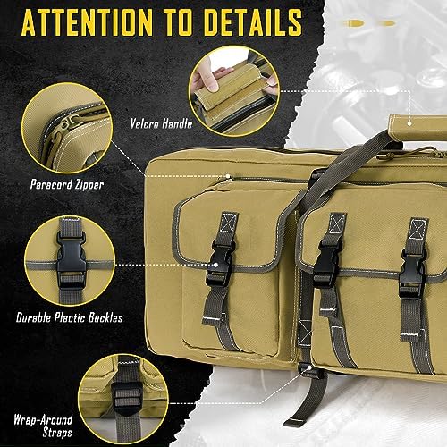 DULCE DOM 32/36/42/48/52 inch Double Rifle Case Soft Bag Gun Case, Perfect for Rifle Pistol Firearm Storage and Transportation, All Around Shooting Range Tactical Rifle Backpack, Indoor Outdoor
