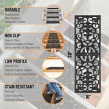 Ottomanson Indoor/Outdoor Hose-Wash Iron Wrought Design Non-Slip Rubber 10" x 30" Modern Stair Treads for Stairs, Garage, Patio, 5 Pack, Black Floral