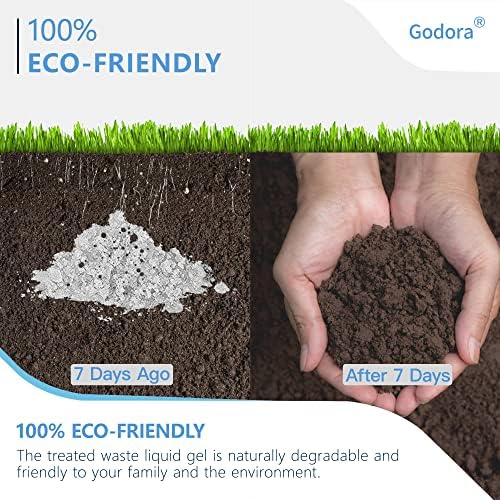 Godora ECO-Friendly Poo Urine Gel Powder with Spoon, Fast-Absorbing Camping Toilet Chemicals, Rapidly Biodegradable Eco Gel for Portable Toilet, for Outdoor Portable Bedpans & Emergencies