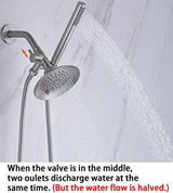 G-Promise Solid Metal Shower Arm Diverter with Holder for Hand Held Showerhead and Fixed Spray Head, G 1/2 3-Way Bathroom Universal Diverter System Replacement Part (Brushed Nickel)