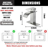 Bathroom Faucet Brushed Nickel Modern Waterfall Bathroom Sink Faucet with Single Handle Suitable for 1 or 3 Holes,Supply Deck Plate and Hose