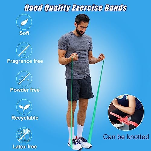 Resistance Bands for Working Out, Physical Therapy Bands, Latex Free Elastic and Exercise Bands Set for Stretching, Suitable for Rehab, Yoga, Pilates, Gym, Home Exercise