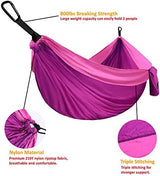 Gold Armour Camping Hammock - Portable Hammock Single Hammock Camping Accessories Gear for Outdoor Indoor Adult Kids, USA Based Brand (Fuchsia & Pink)
