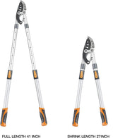 AIRAJ Telescoping Anvil Loppers, Heavy Duty Branch Cutter Tree Trimmer with SK5 Steel Spare Blade, 27-41''Adjustable Aluminum Handle, Labor-Saving Garden Tools for Cutting Thick Branches Up to 2 Inch