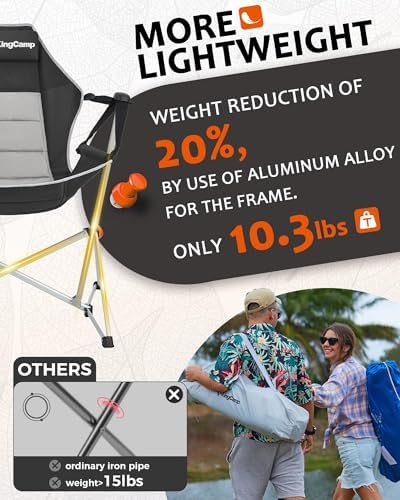 KingCamp Hammock Camping Chair, Swinging Portable Folding Camp Chairs for Adults 400lbs Heavy Duty Foldable Oversized Rocker with Aluminum Alloy Frame Cup Holder Pillow for Outdoor Beach Patio Sport