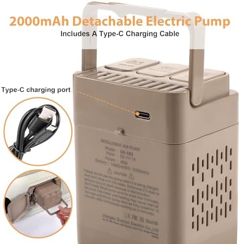 KMZ SUV Air Mattress with Built-in Pump & 2 Pillows, Thickened Flocked PVC, Quick 90-Seconds Inflation Air Bed, Portable & Durable Car Air Bed for Camping, Travel, Truck