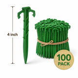 Ecoduty 100 ct. Contractor Grade 4 Inch Biodegradable Stakes, Sod staples For Securing Weed Fabric, Landscape Fabric, Netting, and Blanket