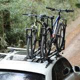 TOOENJOY Rooftop Bike Rack for Car SUV, Upright Roof Mount Bicycle Rack with 2 Arms for Movable Crossbar, 2 Bike Carrier